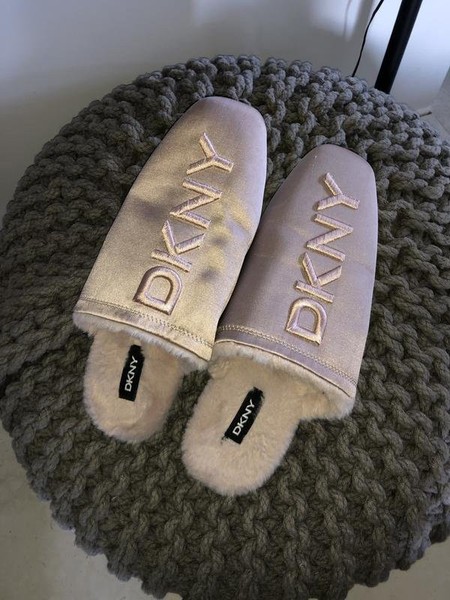 Women DKNY Mules Beige Satin 38.5