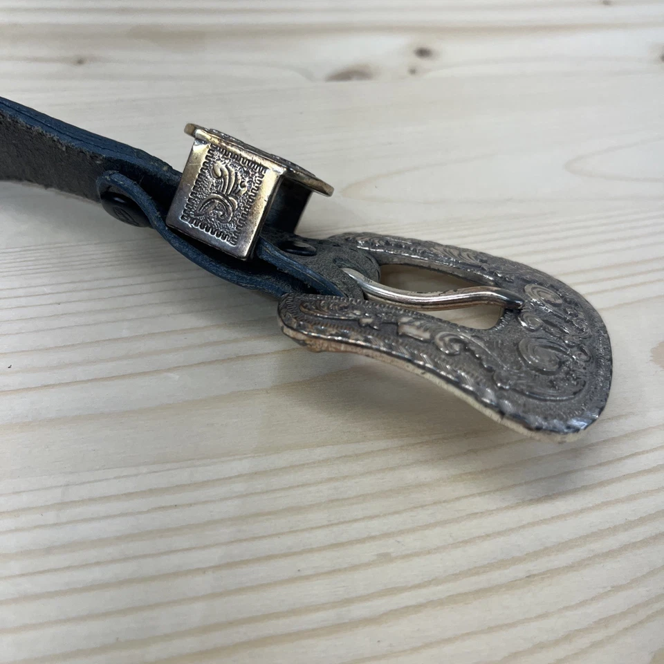 Cinturón Justin 1993 de colección para mujer 28 gris cuero grano superior EE. UU. ornamentado B179 Foto 4 de 4