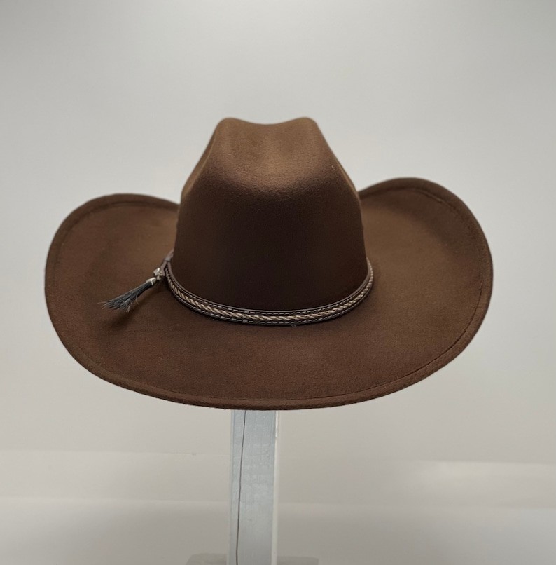 Black or Brown Felt Cowboy Hats, OUR BEST SELLER! with an elastic sweat bandana image 6