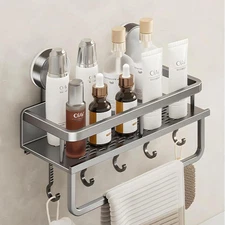 No-Drill Suction Shower Rack & Towel Shelf