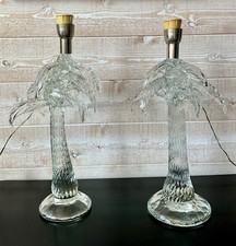 Vintage 2 Lampes Palmier en Verre de Murano de Tommaso Barbi Années 70