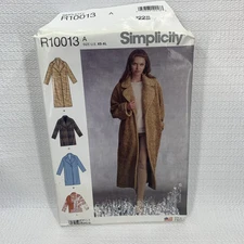 Simplicity R10013 Misses Loose Fitting Lined Coat Pattern 6-24 *uncut*