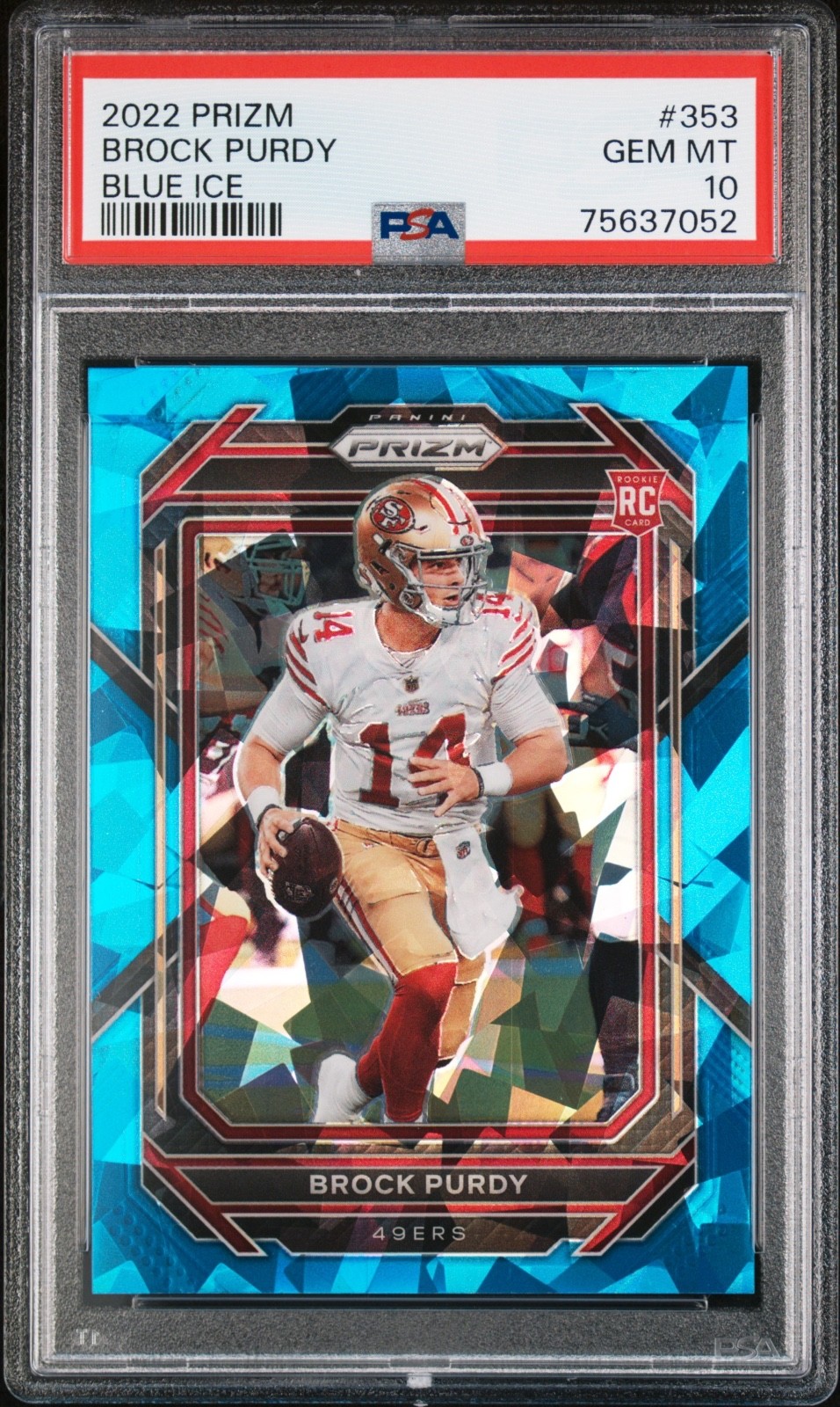 2022 Panini Prizm Brock Purdy Blue Ice /99 #353 Rookie RC PSA 10