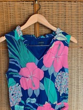 Cotton Tropical Maxi Dress Size 6 Talbots Belted Lined Ruffles Summer
