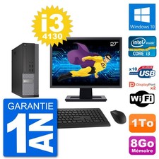 PC Dell 7020 SFF Ecran 27" Intel i3-4130 RAM 8Go Disque Dur 1To Windows 10 Wifi