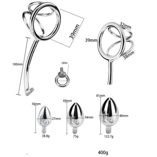 Metall Peniringe männlich Keuschheitskäfig abnehmbare Plugs Männer Dehner Verschluss Plugs - Bild 15 von 23