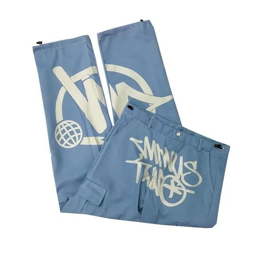 New Minus Two Cargo Y2k Casual Baggy Streetwear Sport Gym Jeans Ropa Men Pant - Picture 23 of 33