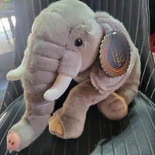 2018 FAO Schwarz Realistic Plush Grey Elephant with Tags Elephant Tusks Stuffed