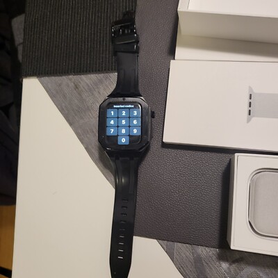 APPLE WATCH Series 4 -44mm Edelstahlgehäuse in Schwarz Incl. 3 VERSCH. ARMBÄNDER
