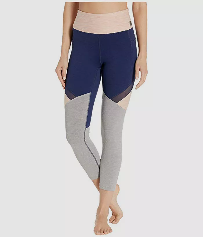 185 New Balance Womens Blue Transform High Rise Pocket Crop Pants