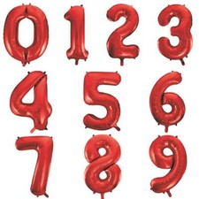 Red Number Balloons 0-9 - Unique 34 inch