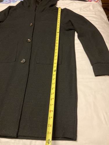 Woman’s lightweight jacket size XL black long ribbed Hooded - Picture 5 of 9