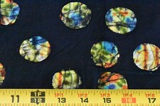 By 1/2 Yd, 39" Wide, Colorful Batik Circles on Navy Cotton, P3504
