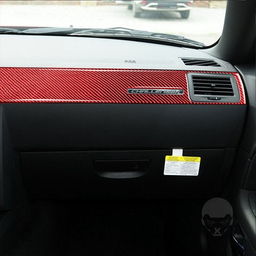 Red Carbon Fiber Passenger Side Dashboard Cover Trim For Dodge Challenger - Picture 6 of 7