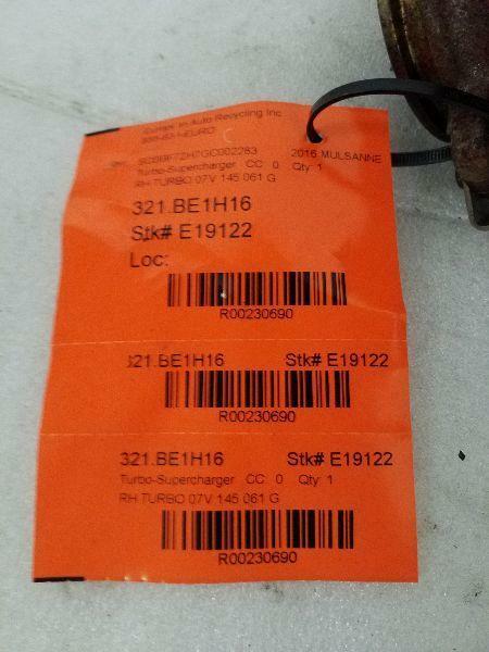 16 BENTLEY Mulsanne 6.8L RH Right Turbo Assembly 07V145061G