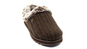 skechers sweater knit faux fur slippers