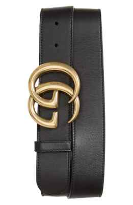 Gucci 45017 Mens Black GG Logo Leather Belt Size 100/40 for sale