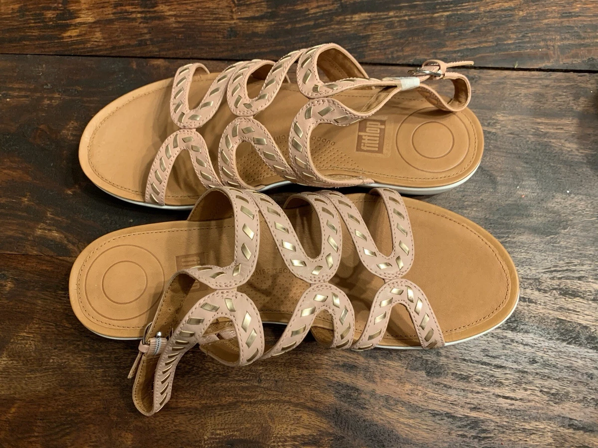 FitFlop Strata Gladiator Sandals Whipstitch Leather Dusty Pink US