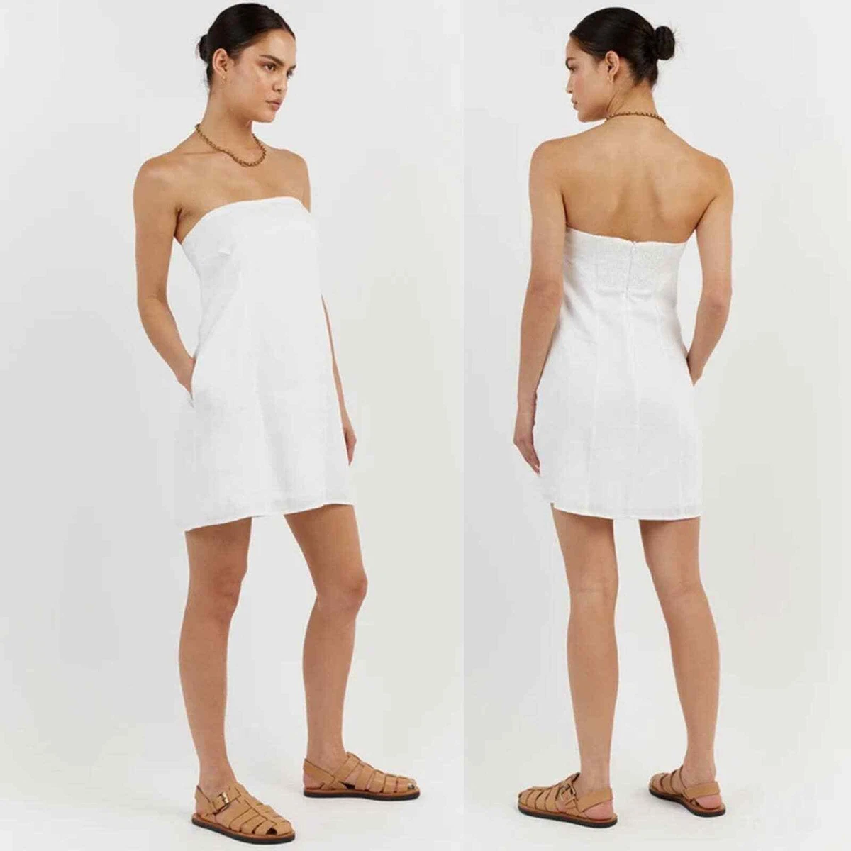 White linen store mini dress