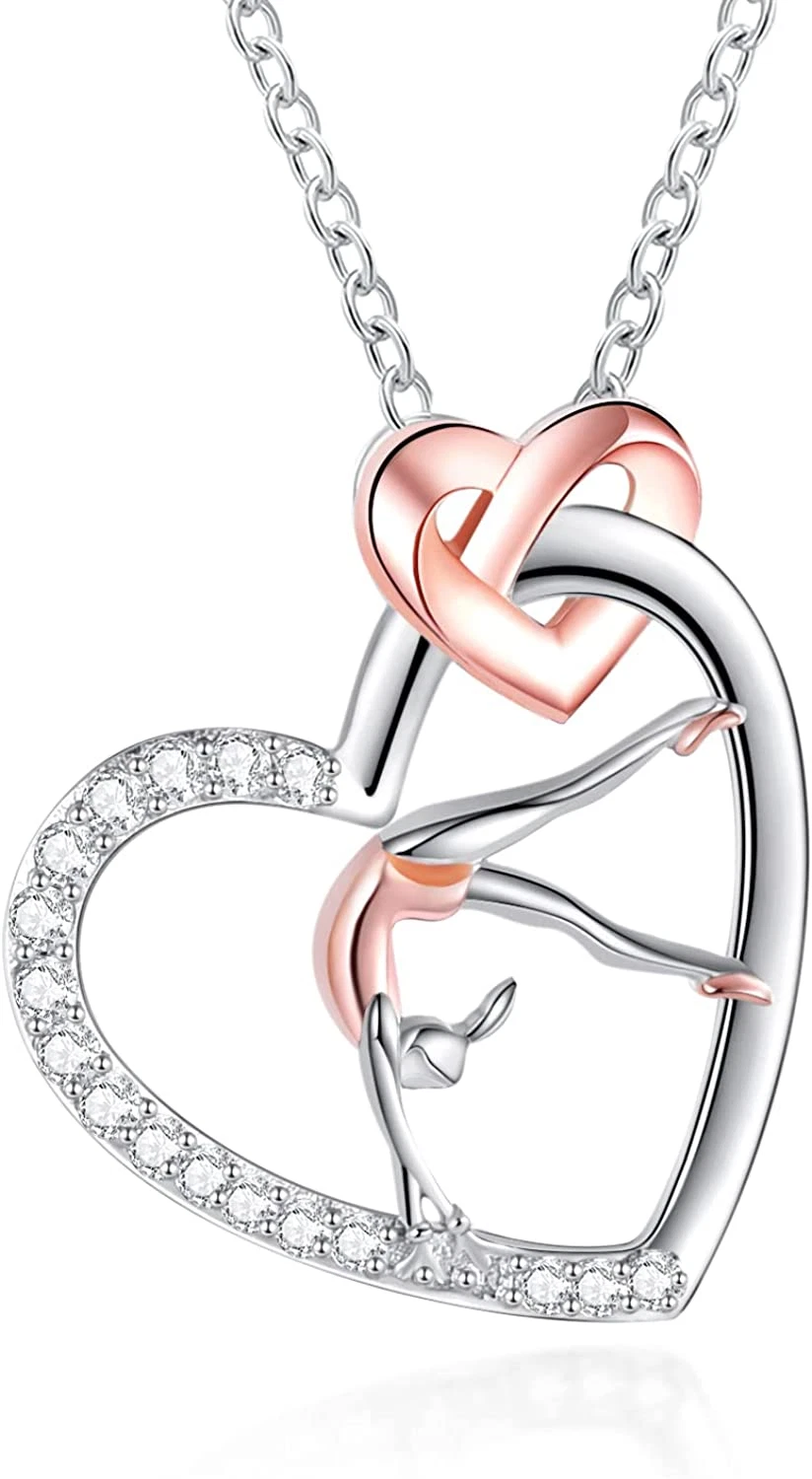 COACH Collana ciondolo cuore palestra argento sterling 925 bilanciere fascio sport squadra palestra