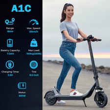 A1C 300W Electric Scooter Folding E-Scooter w/APP Shock Absorption