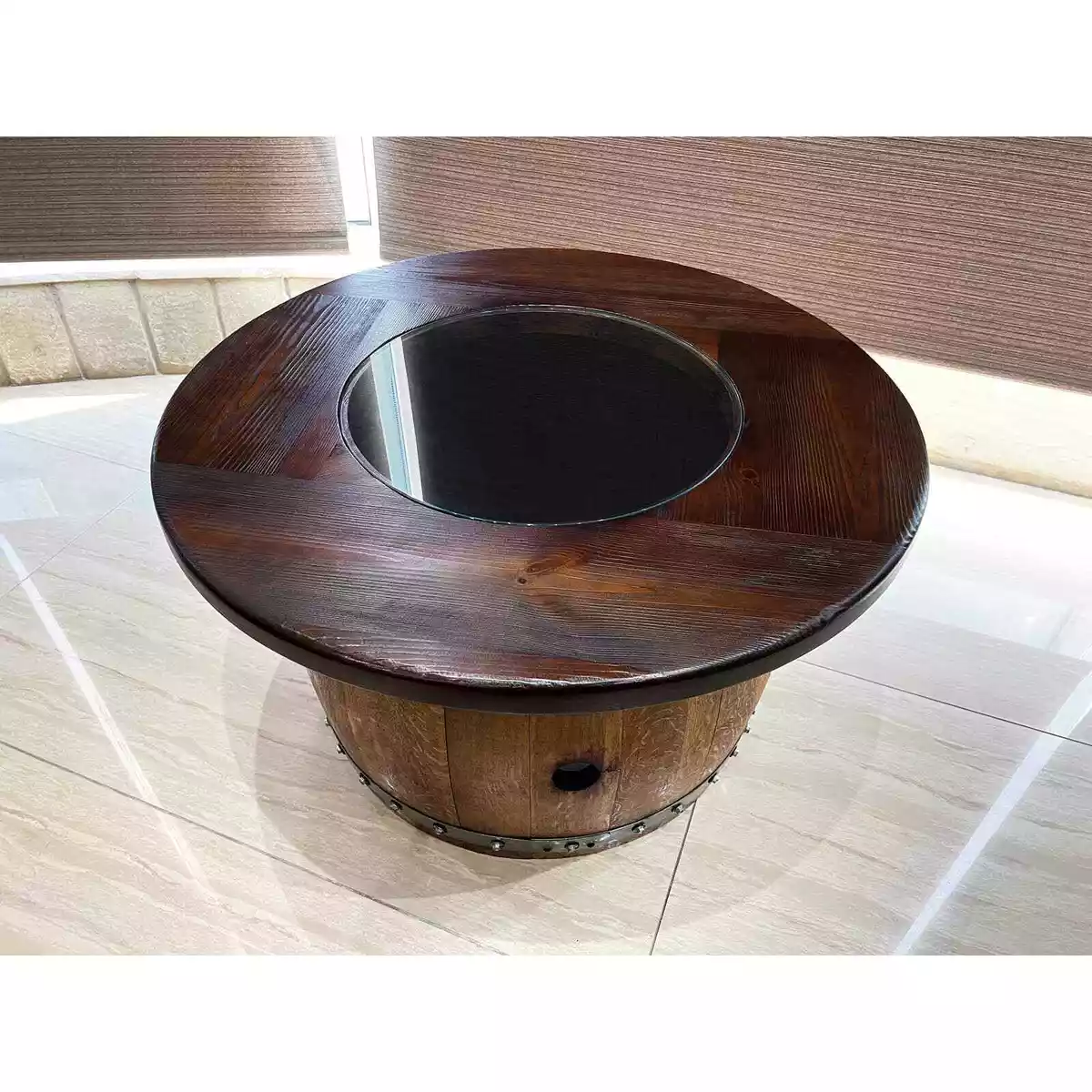 Round barrel coffee table deals