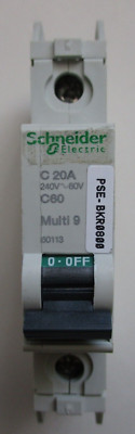 SCHNEIDER ELECTRIC SQUARE D MINI CIRCUIT BREAKER 60113 C60 20A MULTI 9