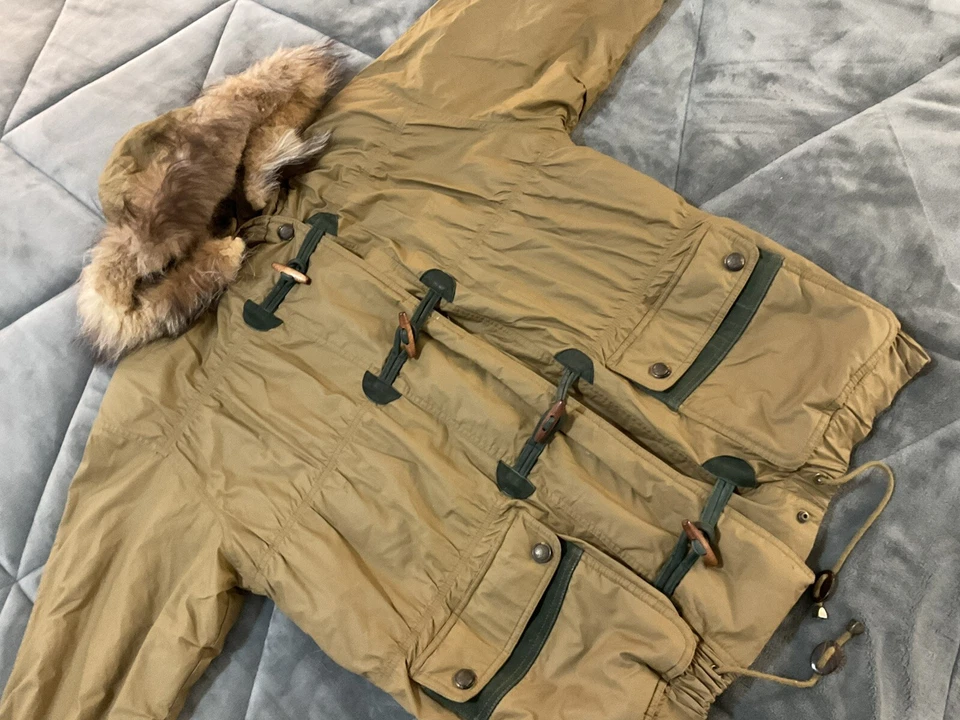 East West 毛皮连帽隔热冬季夹克外套女式中号复古 — 第 3/4 张图片