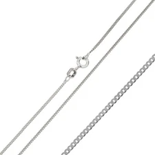 Sterling Silver Rhodium Finish 1.5 mm Cuban Curb Link Chain Necklace, Made Italy