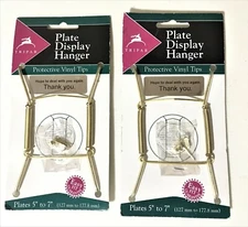 Plate Display Hanger, 5"-7" Brass Protective Vinyl Tip TRIPAR (2-packs)