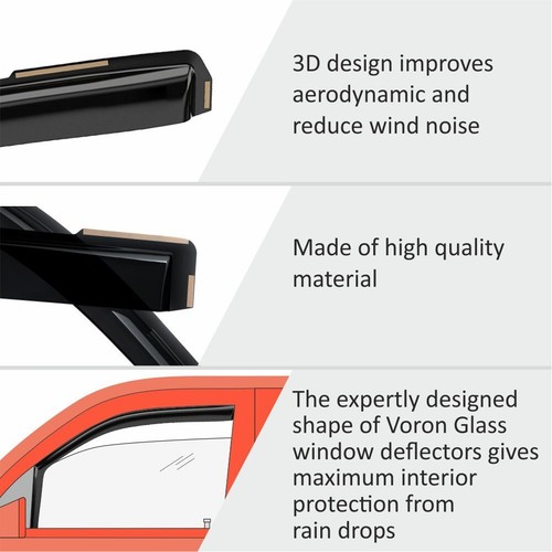 Rain Guards Vent Visors Shade for 05-15 Toyota Tacoma Double Cab SHATTERPROOF - Picture 5 of 9