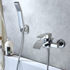 Wasserfall Badewannenarmaturen Set mit Handbrause Badewannenarmaturen Set Chrom