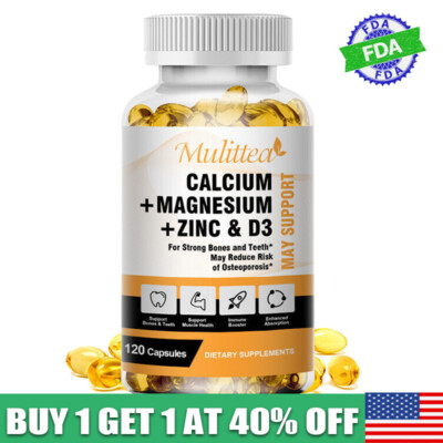 MULITTEA Calcium Magnesium Zinc Capsules with Vitamind3 for Strong Bones
