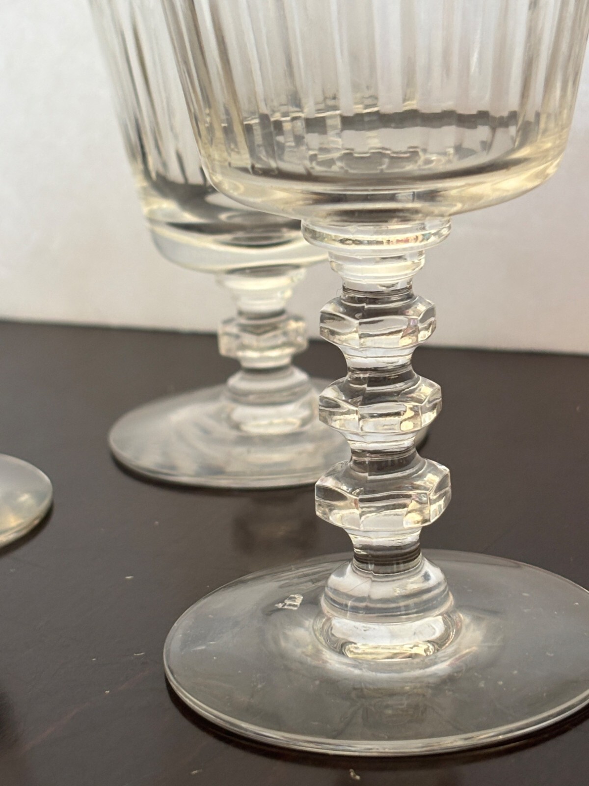 Tiffin Franciscan Set-4 VTG Glass Etched Stemware Water & Wine Goblets