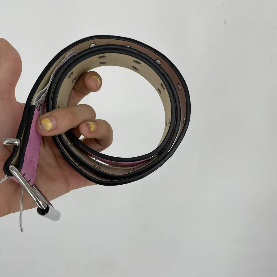 Forever 21 Faux Leather Pink Belt Grunge Punk Double Grommet Y2K - Image 3 of 4