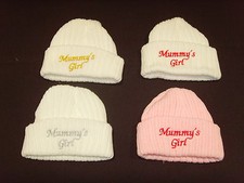 Baby Knitted Wool Embroidered Personalised Hat With Saying Mummy's Girl