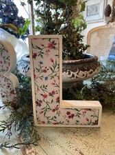 FLORAL FABRIC CAPITAL LETTER "L" ALPHABET WALL DECOR OR TABLETOP DISPLAY