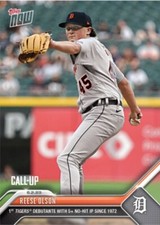 Reese Olson 2023 TOPPS NOW #378- 1st Tiger Since 1972 with 5 Plus No Hit Innings