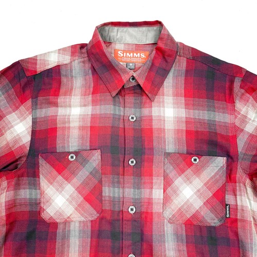SIMMS Fishing Outdoors Shirt Black's Ford Flannel Long Sleeve Shirt M Garnet - Picture 6 of 9