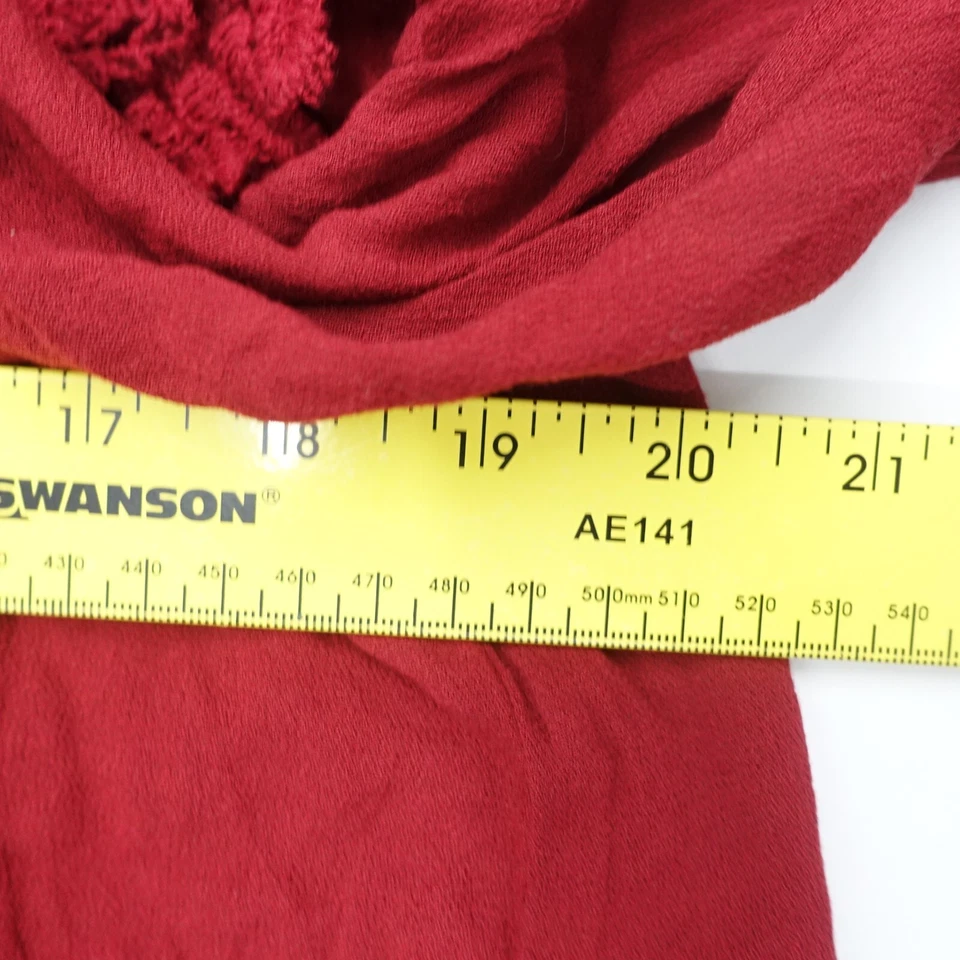 Blusa Top Altar'd State Mujer Mediana Roja Floral Encaje Cuello Manga Larga Pullover Foto 4 de 4