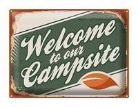 Blechschild Camping 40X30Cm Welcome To Our Campsite Metall Deko Schild Tin Sign