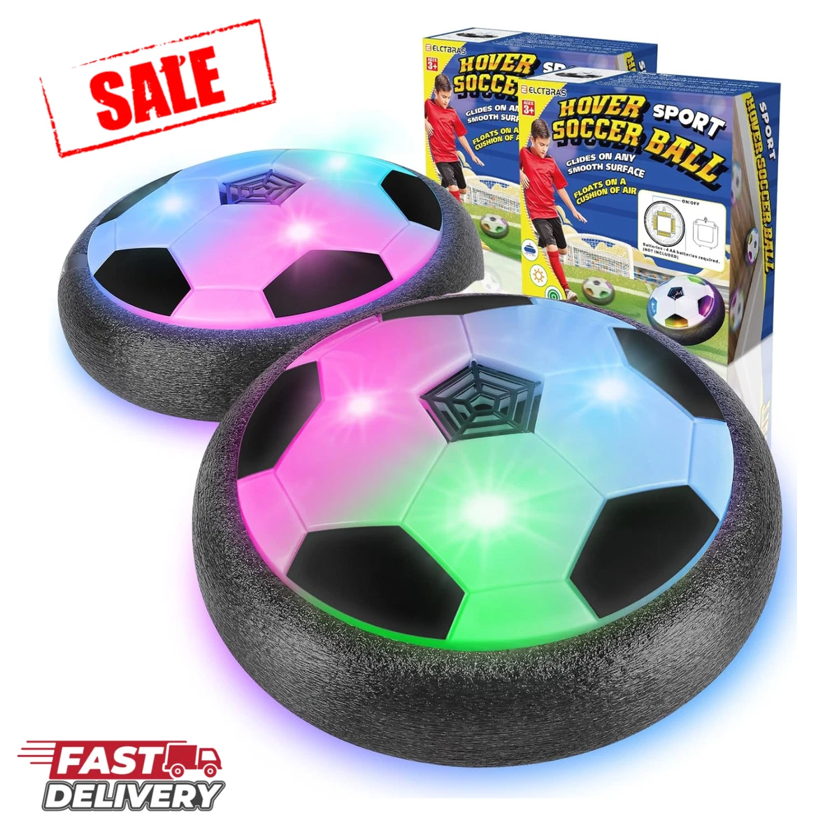 2 Pack Hover Ball w 8 Pcs AA Batteries Air Floating Soccer Toy w