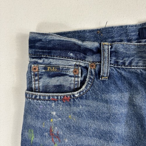Polo Ralph Lauren Boy's The Sullivan Slim Splatter Denim Cut Off Jeans Size 20 - Picture 5 of 6
