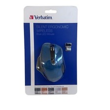  New Verbatim Silent Ergonomic Wireless Blue LED Computer Mouse