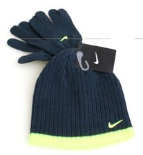 Nike Gray  Volt Knit Beanie  Stretch Gloves Youth Boy's 8-20 NWT