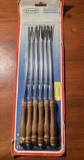 Spiedini forchette per fonduta vintage nuovi (6) Rostfrei Germany BERAM palissandro/acciaio inox