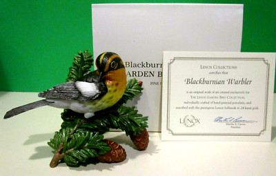 LENOX BLACKBURNIAN WARBLER -- Garden Bird sculpture -- -- NEW in BOX with COA