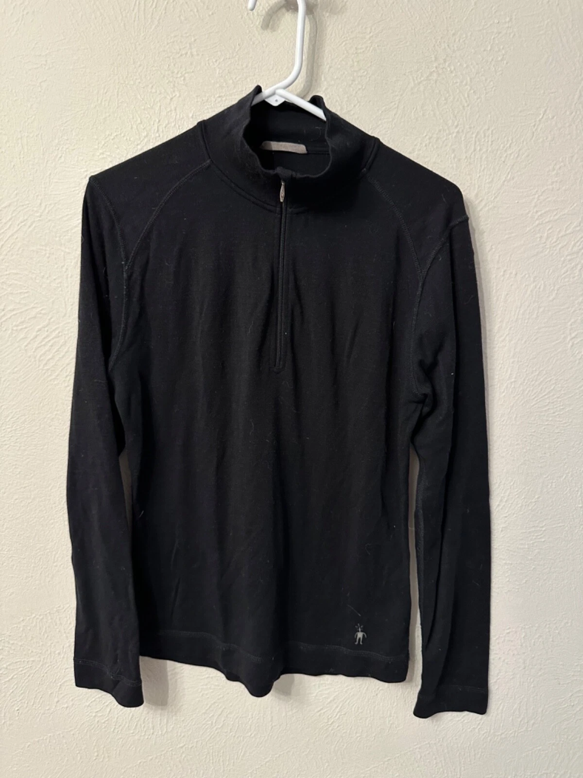 Smartwool men's M black 1/4 zip pullover long sleeve Merino Wool Mock Neck