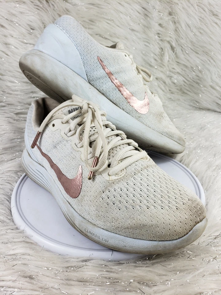 Zapatos Nike LunarGlide 9 904744-100 para mujer talla 7,5 blanco/oro rosa Foto 3 de 4