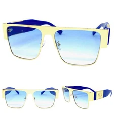 Men's CLASSIC Retro Hip Hop Rapper Pimp Style SUNGLASSES Large Square Gold Frame